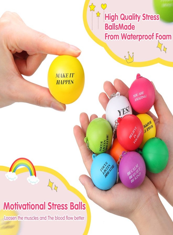 Zhehao 36 Pcs Motivational Stress Balls Keychains Inspirational Foam Stress Relief Balls with Quotes Keychain Encouraging Fun Keychains for Kids Student Adult Relieve Anxiety Party Bag Fillers - Image 5