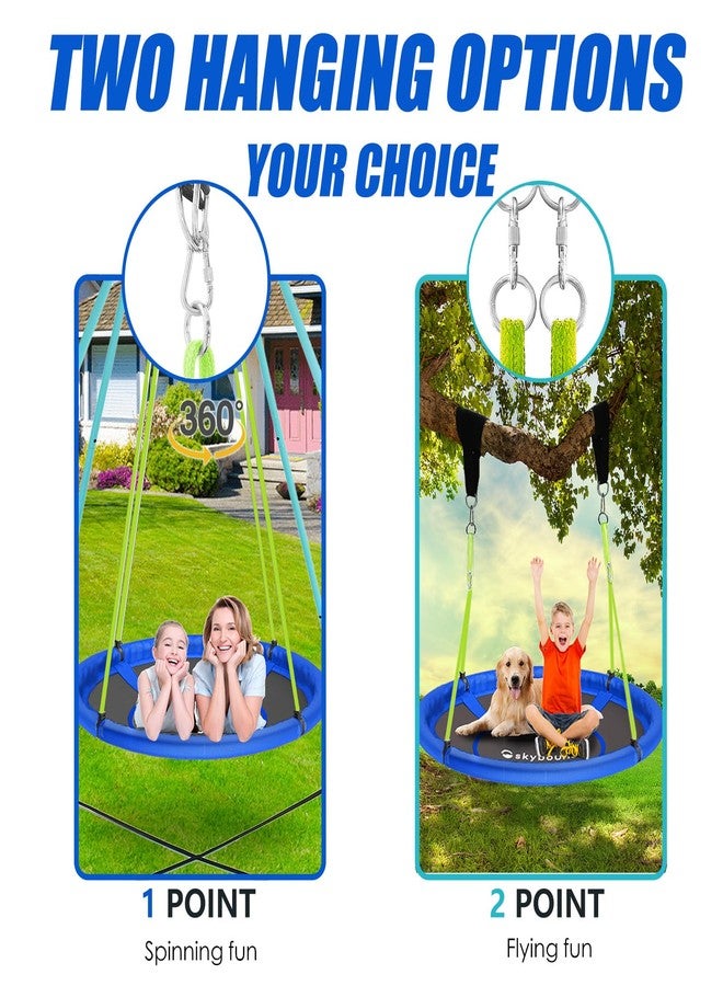 SKYBOUND 43" Tree Swing 600LB Weight Capacity with Hanging Carabiners, Waterproof Flying Saucer Swing for Kids Adults, Durable Outdoor Disc Swing for Backyard, Camping (Blue) - Image 4