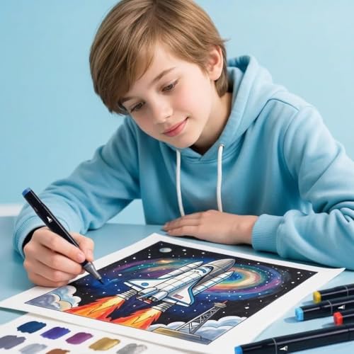 ABOUT SPACE Dual Tip Alcohol Markers-60 Colours with Carrying Case for Sketching Calligraphy Drawing- Odorless, Non-Toxic, Acid-Free Twin Head Colouring Marker for Kids Birthday Return Gift - Image 2