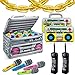 Cunhill 29 Pcs 80s 90s Party Decorations Include Inflatable Boom Box Beverage Cooler 20 Gold Foil Chain Balloons 2 Mobile Phones 2 Radio Boombox 4 Microphones for Hip Hop Theme Supplies Cosplay Props - Image 4