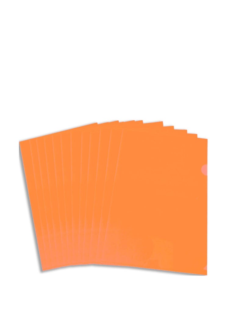 MARKQ حافظة بلاستيكية A4، مجلدات من نوع L، جيوب مشاريع شفافة، غلاف مستندات ورقية للمكتب، تخزين ورق، برتقالي (عبوة من 12)  - Image 1