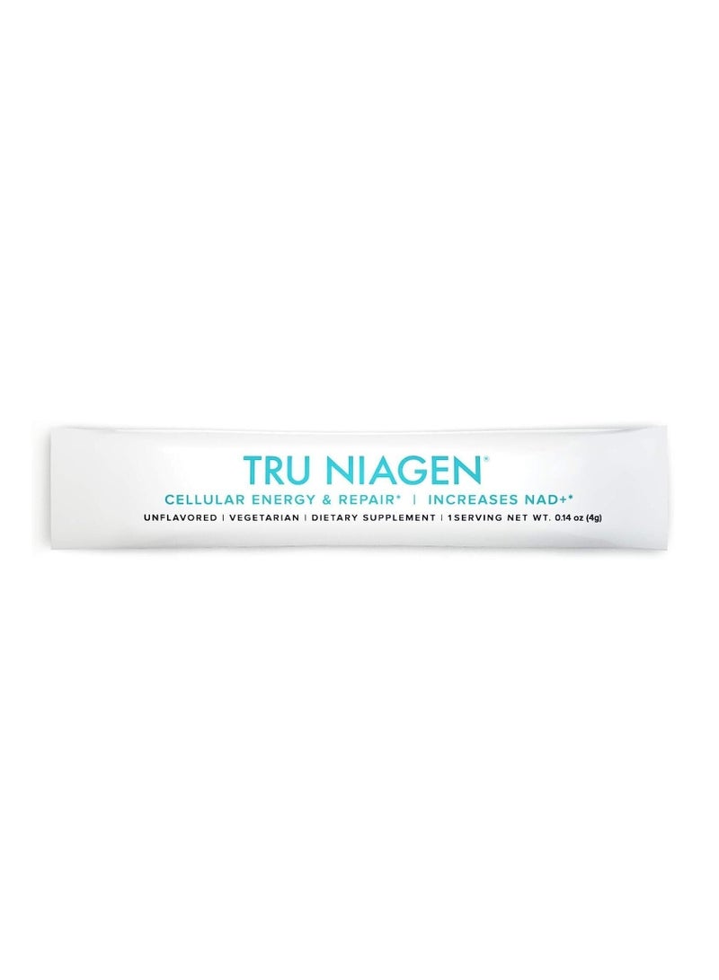 ترو نياجين TRU NIAGEN NAD+ Booster مع الترطيب ودعم البريبايوتك الحائز على جائزة مسحوق خلط النيكوتيناميد ريبوسيد للطاقة الخلوية والإصلاح والشيخوخة الصحية - عبوات عصا 30 قيراط/300 مجم: مكمل أثناء التنقل - Image 2