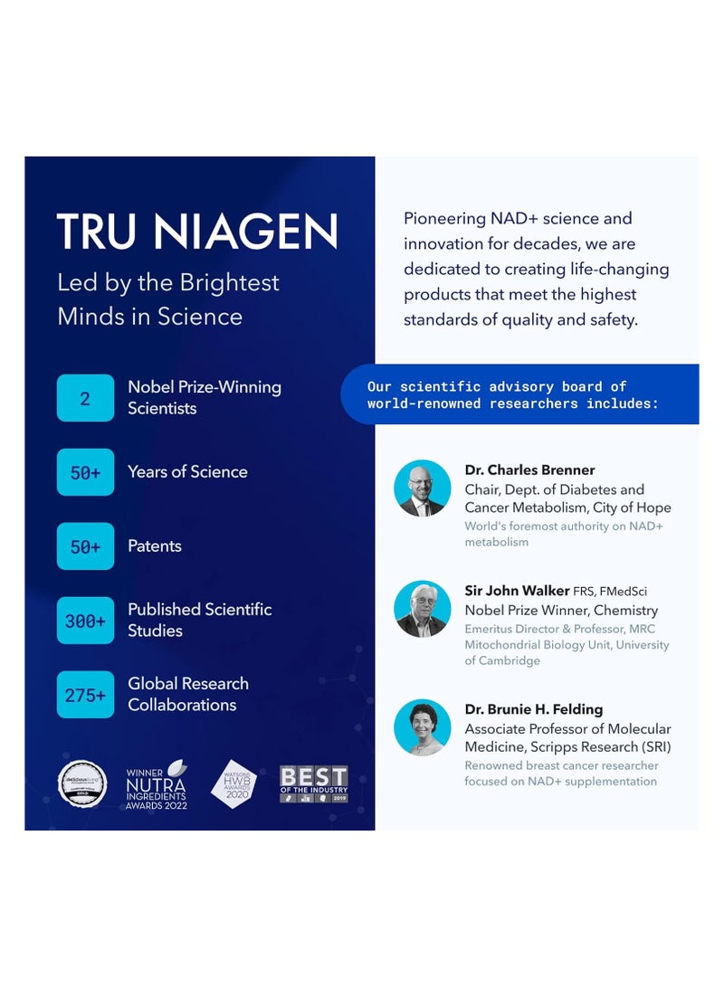 ترو نياجين TRU NIAGEN NAD+ Booster مع الترطيب ودعم البريبايوتك الحائز على جائزة مسحوق خلط النيكوتيناميد ريبوسيد للطاقة الخلوية والإصلاح والشيخوخة الصحية - عبوات عصا 30 قيراط/300 مجم: مكمل أثناء التنقل - Image 3