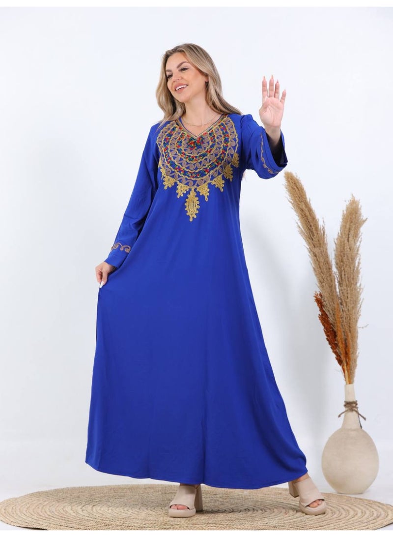 افندينا  جلابية ناعمة مطرزة بتطريز متناسق وانيق A-634 - Image 1