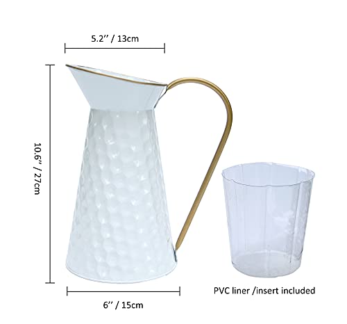Venalys Elegant White Metal Decorative Flower Vase,Farmhouse Galvanized Pitcher,Rustic Milk Jug for Home Decor… - Image 5