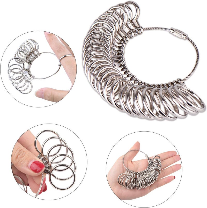 KUUQA Metal Ring Mandrel Ring Sizer Ring Sizer Gauge Set Rubber Hammer Mallet Wood Ring Mandrel Adjuster Stick with 2 Piece Jewelry Polishing Cloths Jewelry Making Kit - Image 4