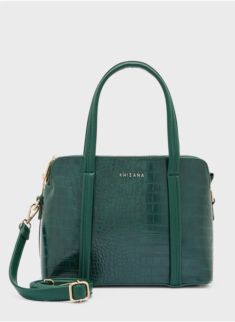 Khizana Double Zip Croc Satchel Bag