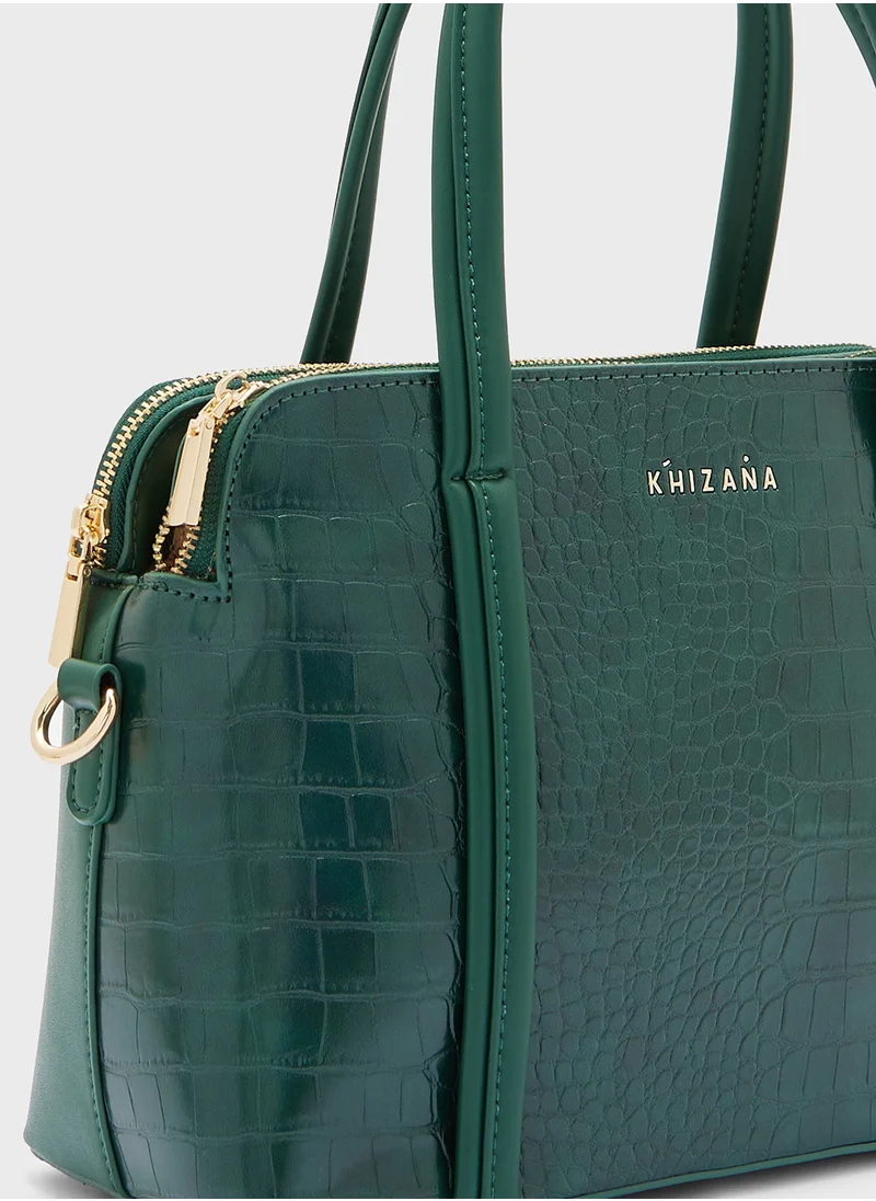 Khizana Double Zip Croc Satchel Bag