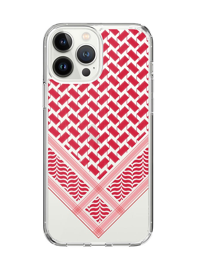 Classic Clear for Apple iPhone 14 Pro Max Case Hybrid Soft Cover Flexible Edges Anti Drop TPU PC Gel Thin Transparent Cover - Victory Shemag (Red)