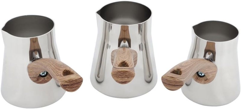Serenk Definition 4 Pieces Turkish Coffee Pot Set, 18/10 Stainless Steel, Stove Top Coffee Maker, 2-3-4 Cups - Image 3