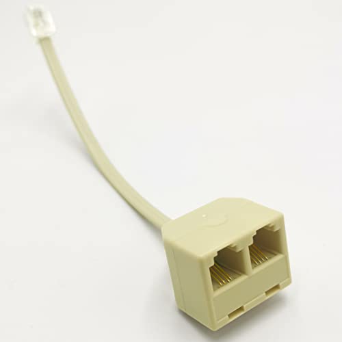 NECABLES 2+1Pack 2pcs Phone Line Splitter 1 to 2 RJ11 6P4C 1 Male to 2 Females with 5in Pigtail and 1pc Phone Line Coupler for Landline and Fax Ivory - Image 2