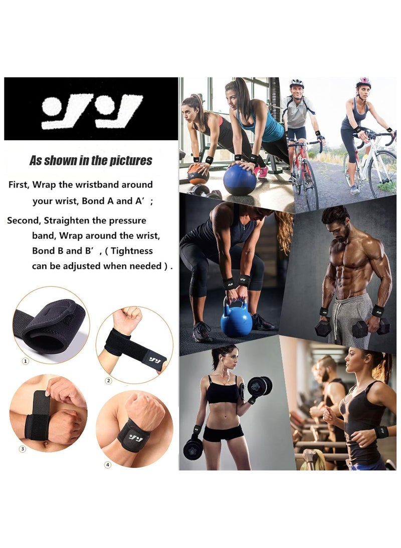 1 أحزمة معصم داعمة للمعصم قابلة للتعديل أحزمة معصم داعمة للمعصم لرفع الأثقال للياقة البدنية والتهاب الأوتار والتهاب المفاصل الرسغي، أحزمة معصم لتخفيف آلام المعصم، مرنة للغاية (أسود) - Image 2