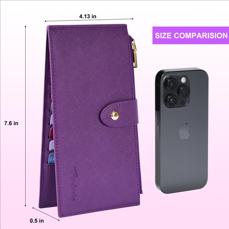 Travelambo RFID Wallet Women Large Size Bifold Multi Card Wallet Case with Zipper Pocke Credit Card Holder for Women - Image 5