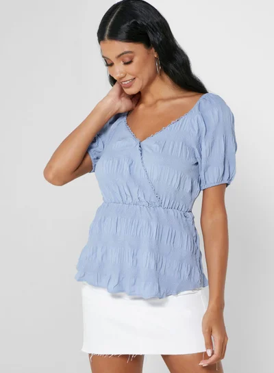 Ginger Lace Trim Surplice Top