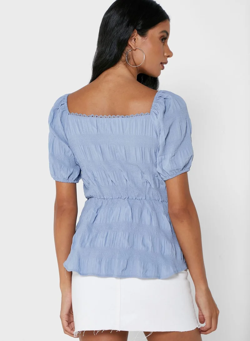 Ginger Lace Trim Surplice Top