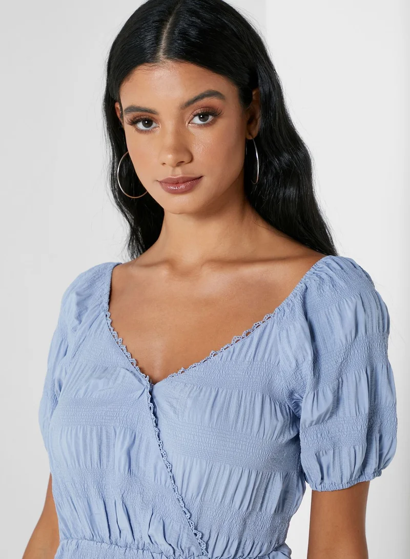 Ginger Lace Trim Surplice Top