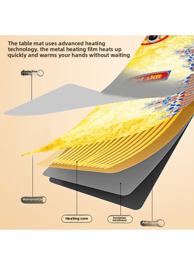 Heating Mouse Pad Office Computer Desktop Oversized Heating Pad Present Waterproof Constant Temperature Warm Table Mat-Color:330*800 [heating Pad]]-Pattern:G-1104 - Image 4