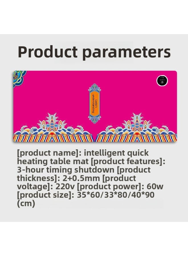 Heating Mouse Pad Office Computer Desktop Oversized Heating Pad Present Waterproof Constant Temperature Warm Table Mat-Color:330*800 [heating Pad]]-Pattern:G-1104 - Image 5