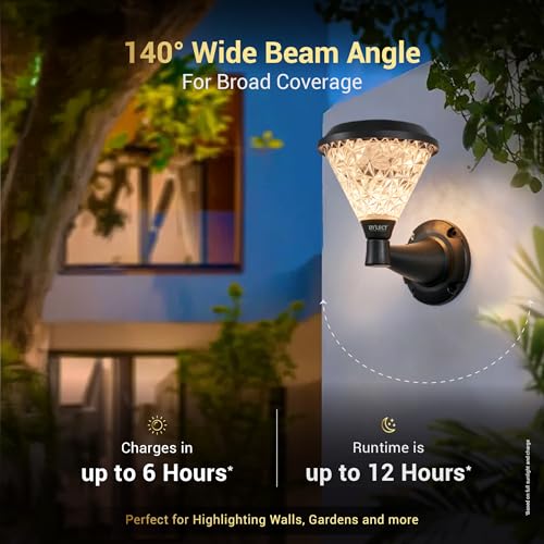 Dylect® Luxe Decorative Solar Light/Lamp for Wall, Home Entrance, Balcony, Terrace, Outdoor Garden, Multi Color LED, IP65 Waterproof, Wireless Remote, Wall Mount, Auto On-Off (Cone Shape, Small) - Image 2