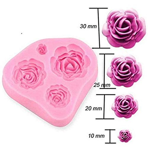 SUNKOOL Roses Mold Flower Silicone Cake Molds Chocolate Sugarcraft Decorating Fondant Fimo Tools 4 Size Pink 2 Piece - Image 3