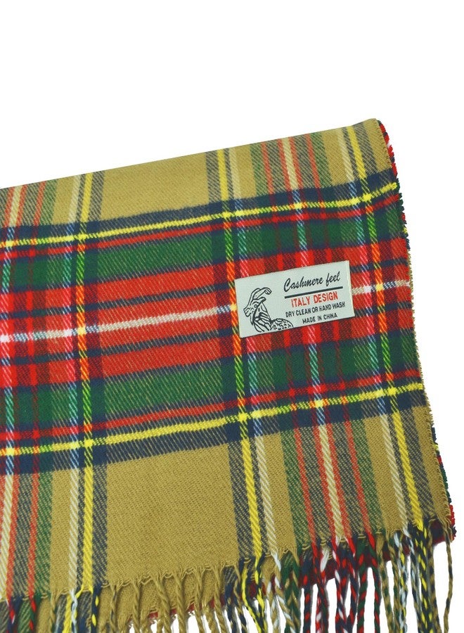 Glory Max Scottish Stewart Tartan Plaid Luxurious Winter Scarf Soft Cashmere Feel 72"x12", Beige Stewart Tartan, 72"x12" (including tassels) - Image 2