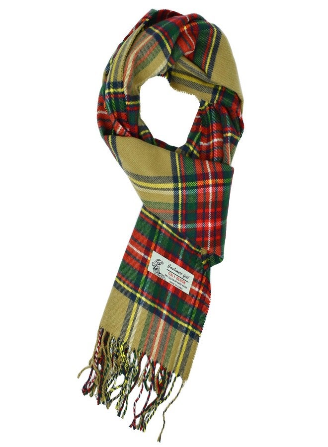 Glory Max Scottish Stewart Tartan Plaid Luxurious Winter Scarf Soft Cashmere Feel 72"x12", Beige Stewart Tartan, 72"x12" (including tassels) - Image 1