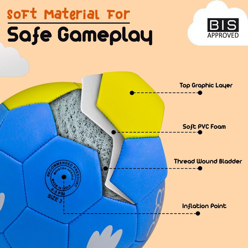 synco Kids Football | Owl Face Design | Suitable for Kids Aged 4-8 | Soft and Durable | Toy Football for Indoors and Outdoors | BIS Approved | Soccer Ball for Kids | Size-3 - Image 5
