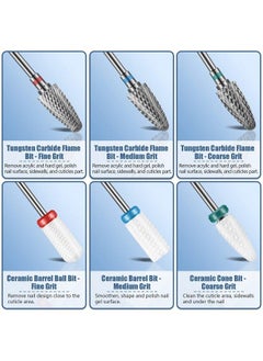 Depvko 13Pc Nail Drill Bits Set Drill Bits For Nails 3Pcs Tungsten Carbide Drill Bits+ 3Pcs Ceramic Efile Nail Drill Bits+ 6Pcs Diamond Drill Bits+ 1Pcs Brush 3/32 Inch Nail Bits For Nail Drill  - Image 4