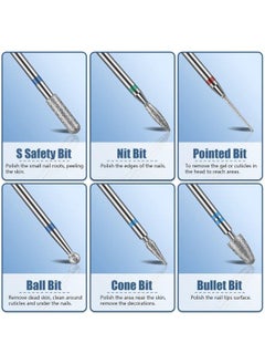Depvko 13Pc Nail Drill Bits Set Drill Bits For Nails 3Pcs Tungsten Carbide Drill Bits+ 3Pcs Ceramic Efile Nail Drill Bits+ 6Pcs Diamond Drill Bits+ 1Pcs Brush 3/32 Inch Nail Bits For Nail Drill  - Image 3