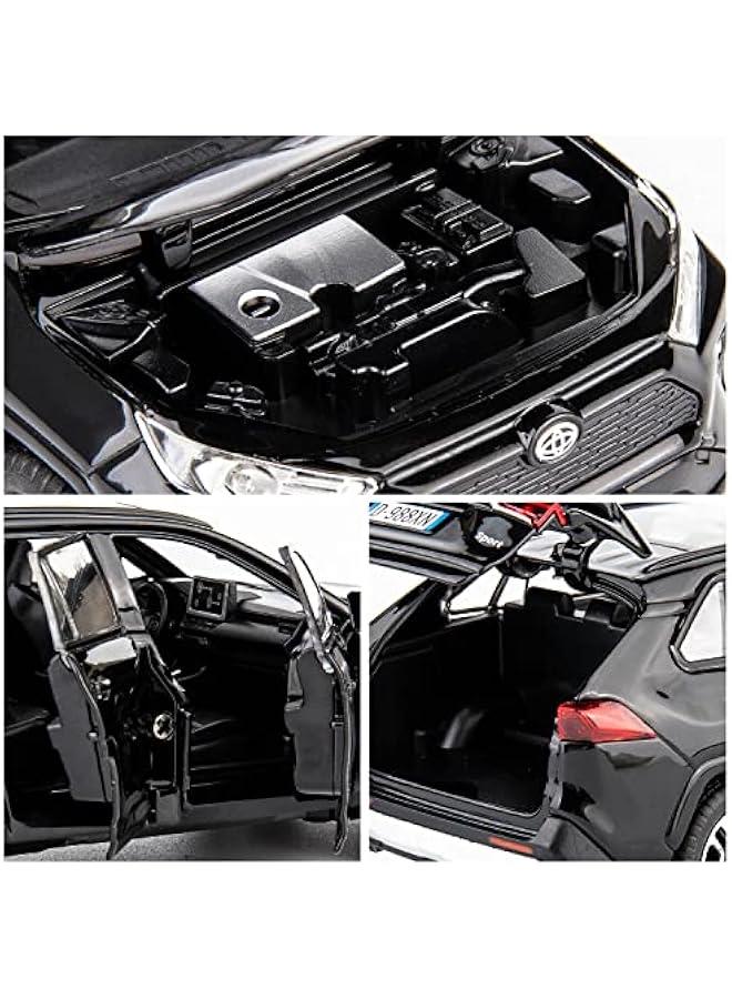 سيارة نموذجية RAV4 بمقياس 1/32 مصنوعة من سبائك معدنية قابلة للتجميع مع ضوء وصوت، يمكن فتح باب السيارة للأولاد والبنات كهدية للأطفال الصغار (أسود) - Image 5