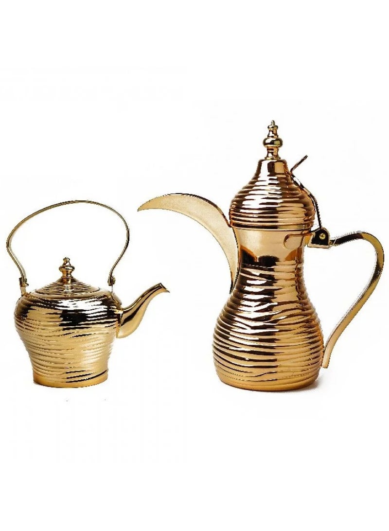 باصرة طقم دلة و براد باصرة فاخر ذهبي حجم 1.3 - 2 لتر