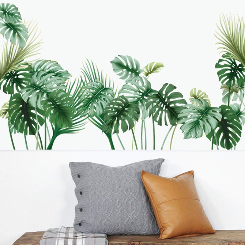 Eutecado Tropical Wall Decals Palm Leaf Wall Stickers for Living Room  Green Plants Wall Decor Posters Vinyl Peel and Stick Art Murals for Bedroom Nursery Office - Image 2