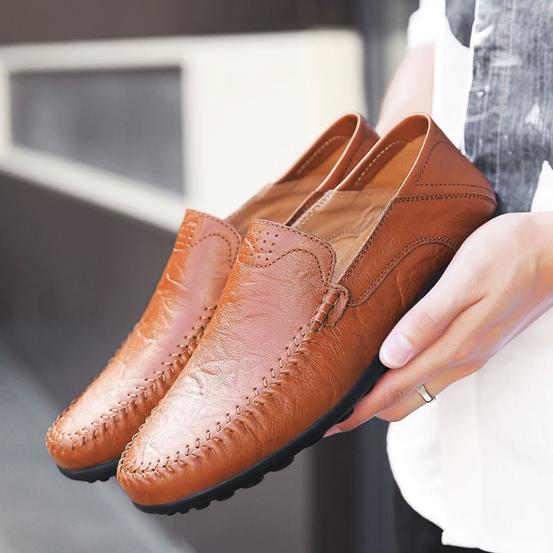 Mens Casual Leather Shoes Autumn New Style British Business Trendy [Yellow brown]] [Yellow brown]]