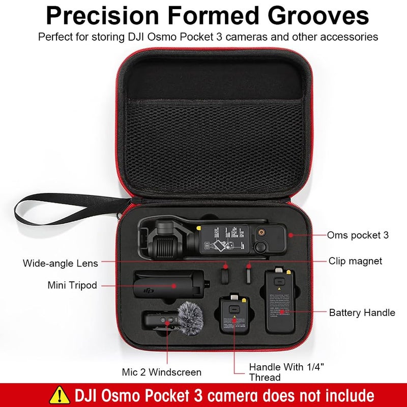 Verilux Black Carrying Case For Dji Osmo Pocket 3 Camera,Dji Camera Storage Bag With Hand Strap,Travel Accessories Case,No Camera-Polyurethane - Image 3