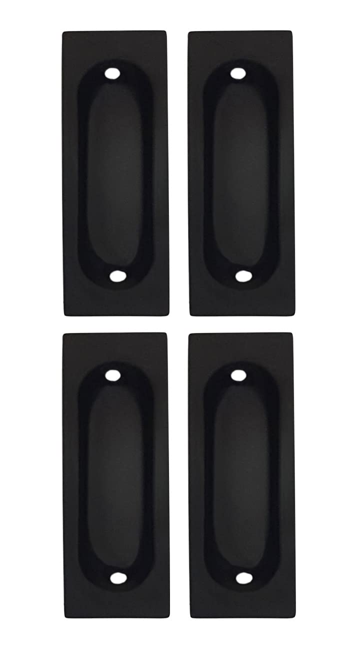 QCAA Solid Brass Rectangular Flush Pull 3x118x38 Matte Black Made in Taiwan 4 Pack
