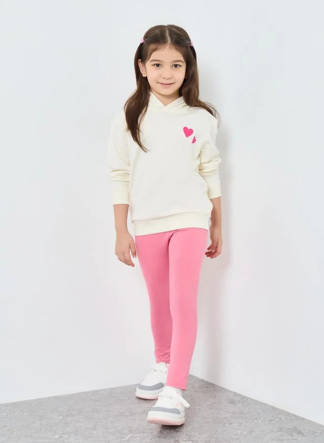 Styli Styli Girls Off White Heart Print Hoodie