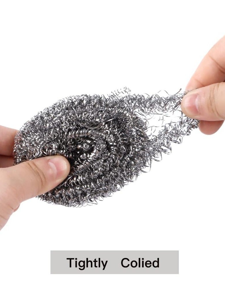 Lukadah Stainless Steel Sponges Scrubbers Cleaning Ball Utensil Scrubber Density Metal Scrubber Scouring Pads Ball for Pot Pan Dish Wash Cleaning for Removing Rust Dirty Cookware Cleaner | 4 Pcs - Image 3
