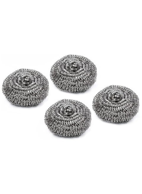 Stainless Steel Sponges Scrubbers Cleaning Ball Utensil Scrubber Density Metal Scrubber Scouring Pads Ball for Pot Pan Dish Wash Cleaning for Removing Rust Dirty Cookware Cleaner | 4 Pcs