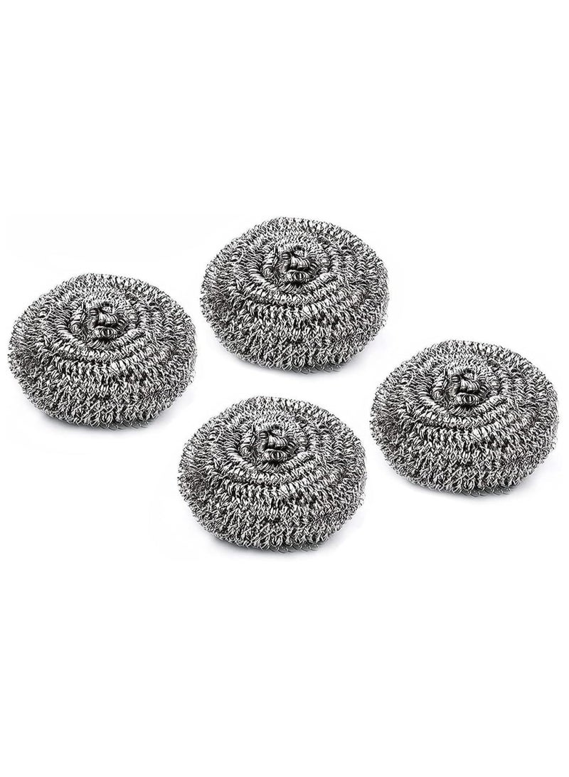 Lukadah Stainless Steel Sponges Scrubbers Cleaning Ball Utensil Scrubber Density Metal Scrubber Scouring Pads Ball for Pot Pan Dish Wash Cleaning for Removing Rust Dirty Cookware Cleaner | 4 Pcs - Image 1