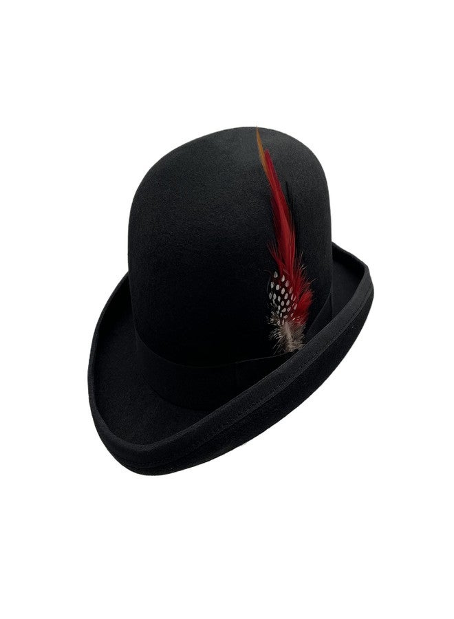 Willheoy Black Bowler Hat for Men 100% Wool Derby Hat Mens Dress Hat Fedora Hats for Men Top Hat for Costumes - Image 5