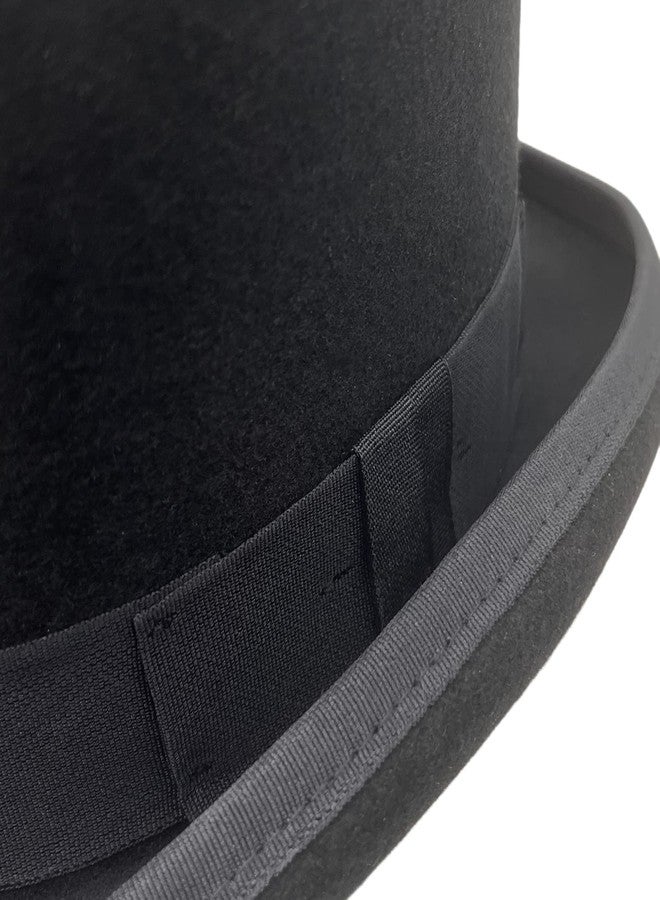 Willheoy Black Bowler Hat for Men 100% Wool Derby Hat Mens Dress Hat Fedora Hats for Men Top Hat for Costumes - Image 3