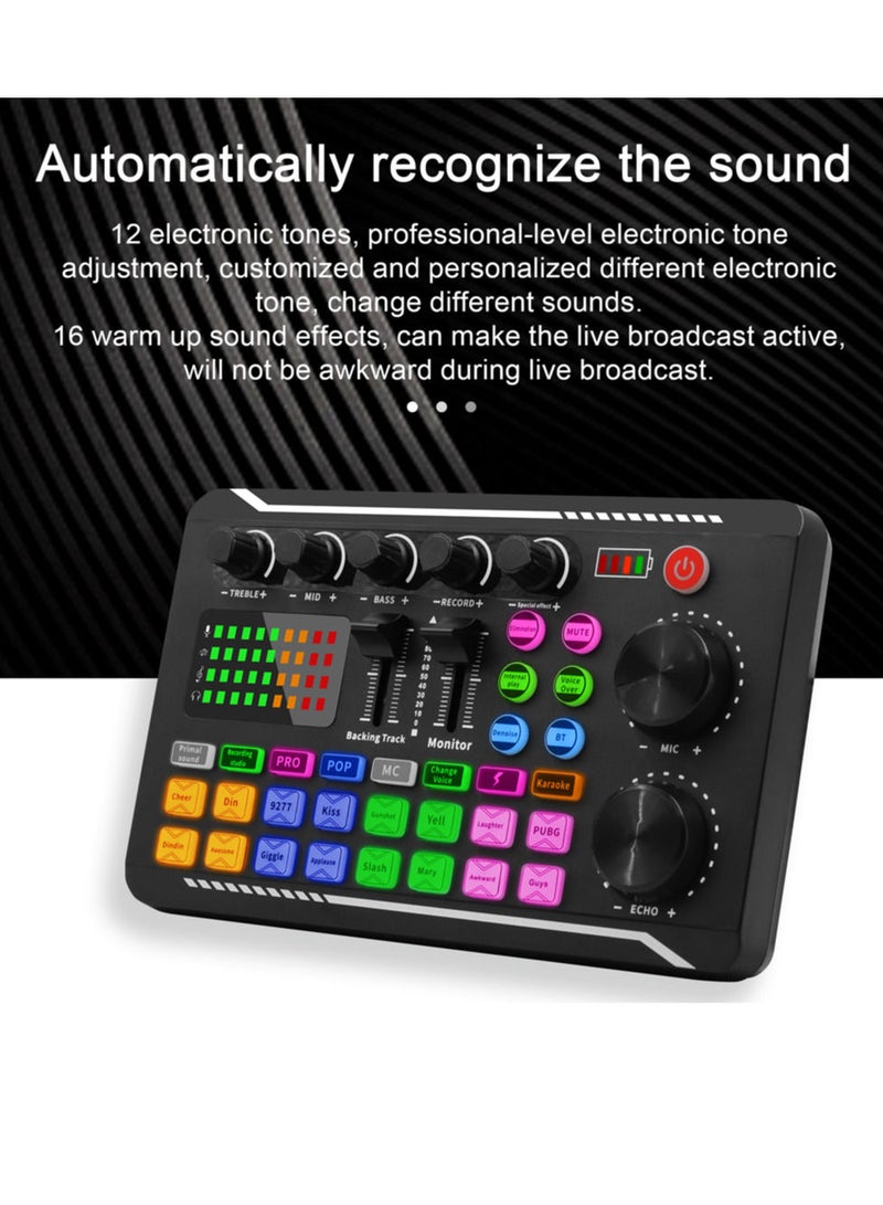 F998 Intelligent Sound Card Noise Reduction Audio Webcast Live Soundcard Tuning Adjustment Electric Sound Broadcast Equipment for Phone Computers  - Image 5