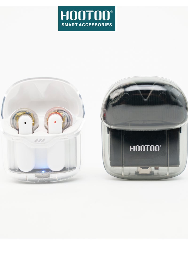 HooToo - Hootoo HT-EP62 TWS earphones with Hifi sound, Deep bass, Clear Microphone, and 25H of working. Clear White. - Image 1