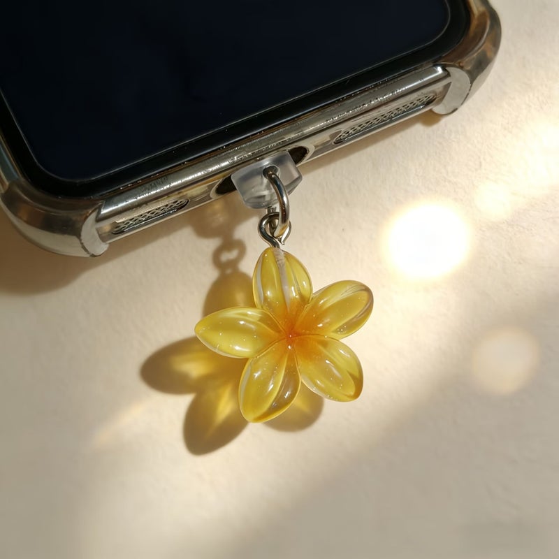 Pink Ice Transparent Floral Design Phone Dust Plug For Type-C Phone Pendant - Image 4