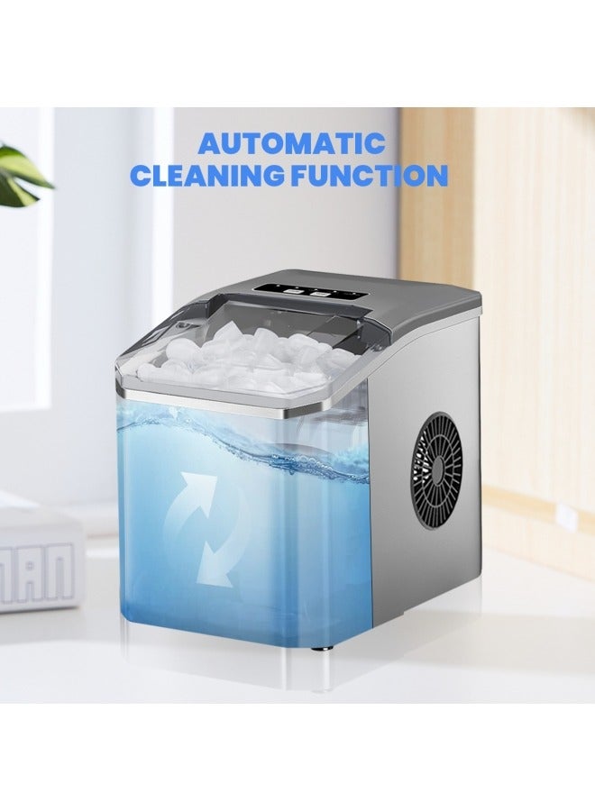 GGEROU Countertop Ice Maker 26Lbs/24Hours Portable Small Ice Machine Stainless Steel Bullet Ice Machine with Scoop, Low Noise, Compact, Self-Cleaning Mini Ice Maker for Kitchen Office Camping Party - Image 4