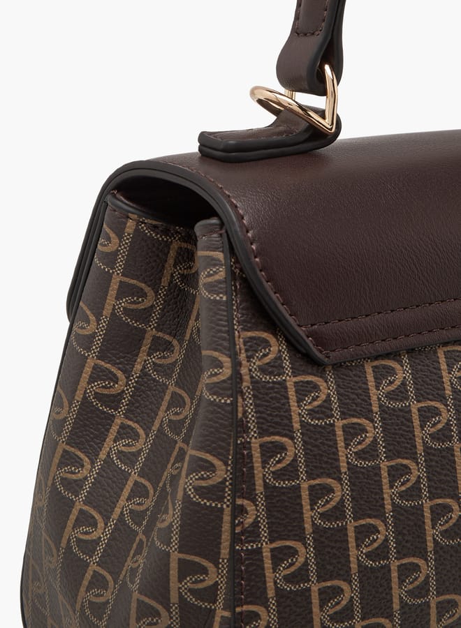 Paprika Women's Monogram Print Crossbody Bag with Chain Strap  - Image 5