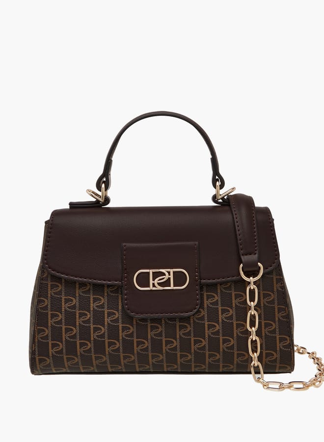 Paprika Women's Monogram Print Crossbody Bag with Chain Strap  - Image 1