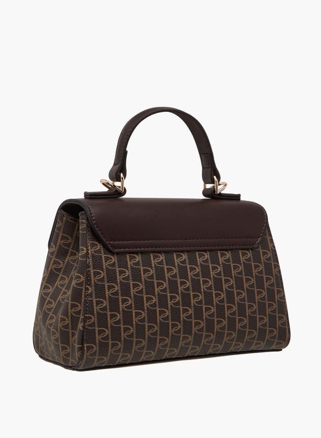 Paprika Women's Monogram Print Crossbody Bag with Chain Strap  - Image 3