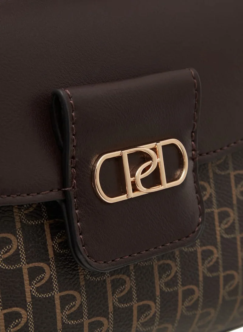 Paprika BROWN Women's Monogram Print Crossbody Bag with Chain Strap for Women | Best Price UAE