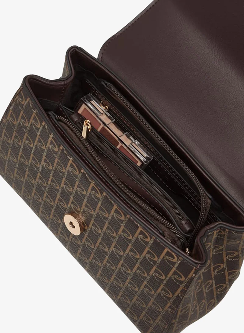 Paprika BROWN Women's Monogram Print Crossbody Bag with Chain Strap for Women | Best Price UAE